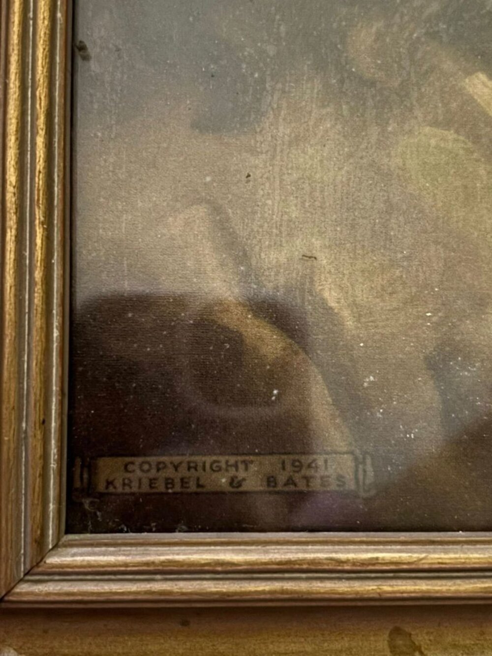 1941 Framed Jesus Portrait Print by Kriebel & Bates | Vintage Christian Wall Art - Picture 7 of 7